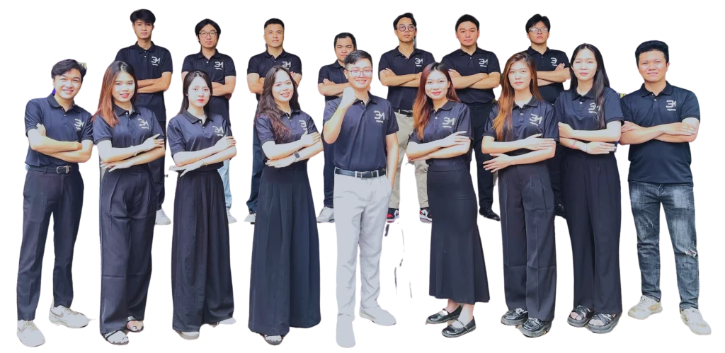 The BM Agency team in company uniforms