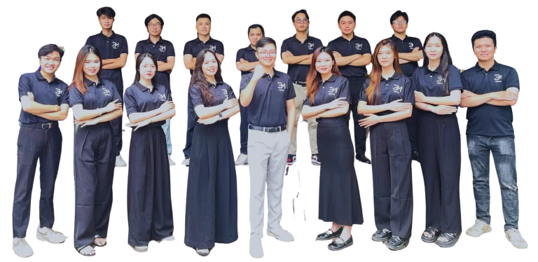 The BM Agency team in company uniforms