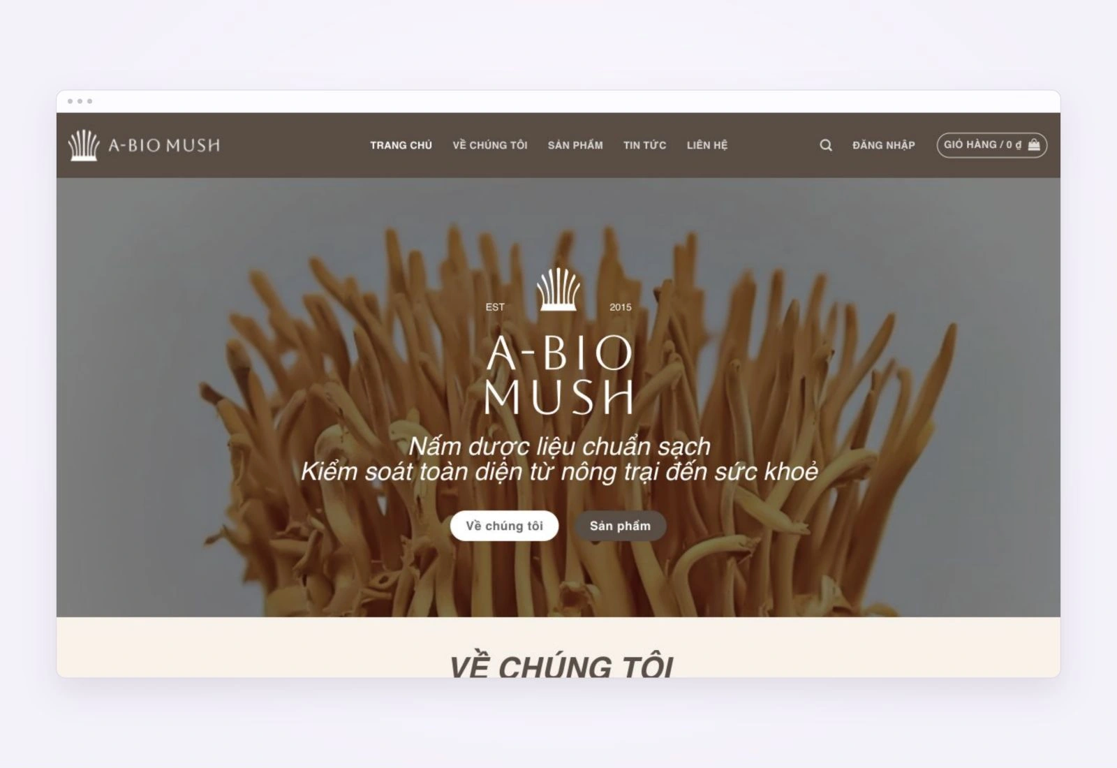 Giao diện website A-Biomush
