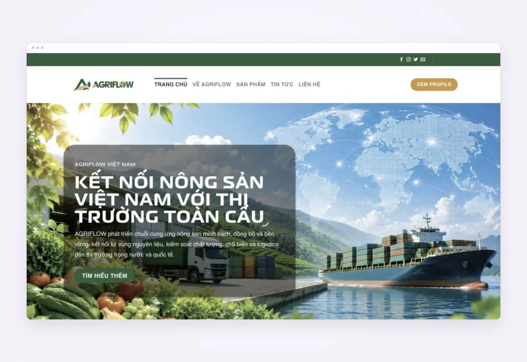 Website design for Agriflow Việt Nam