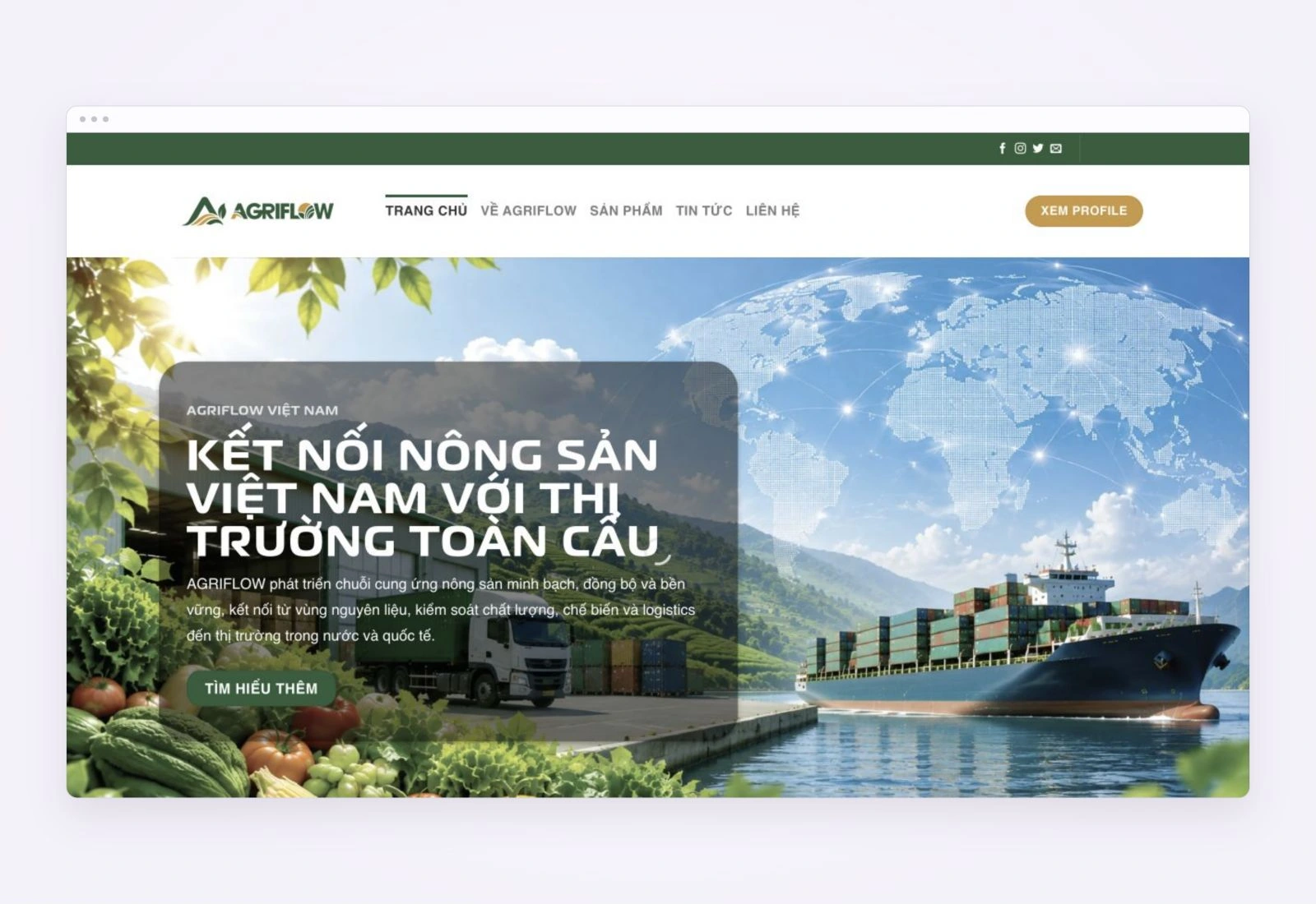 Giao diện website Agriflow Việt Nam
