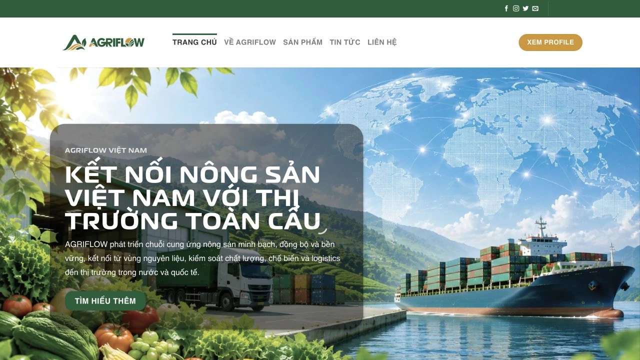 Giao diện website Agriflow Việt Nam