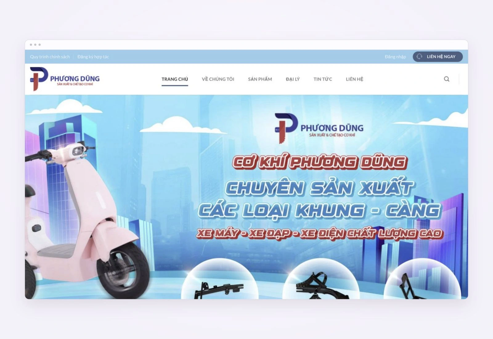 Giao diện website Cơ khí Phương Dung