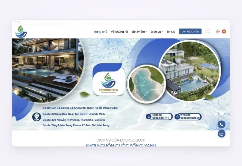 Website design for Ecopooltech