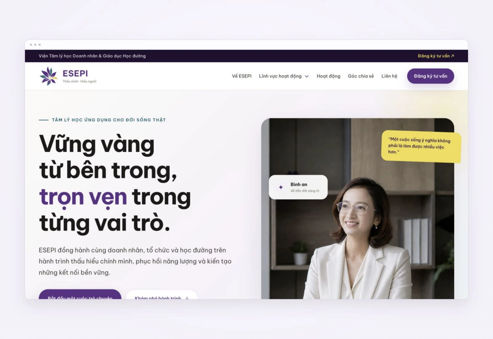 Giao diện website ESEPI