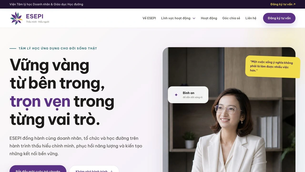 Giao diện website ESEPI