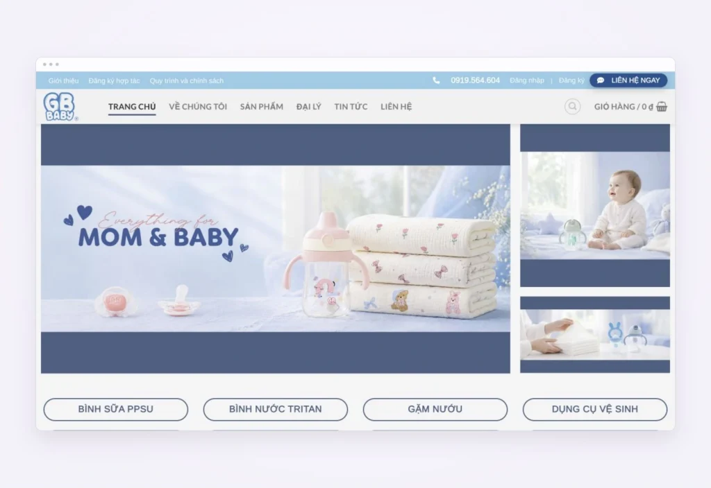 Website design for GB Baby