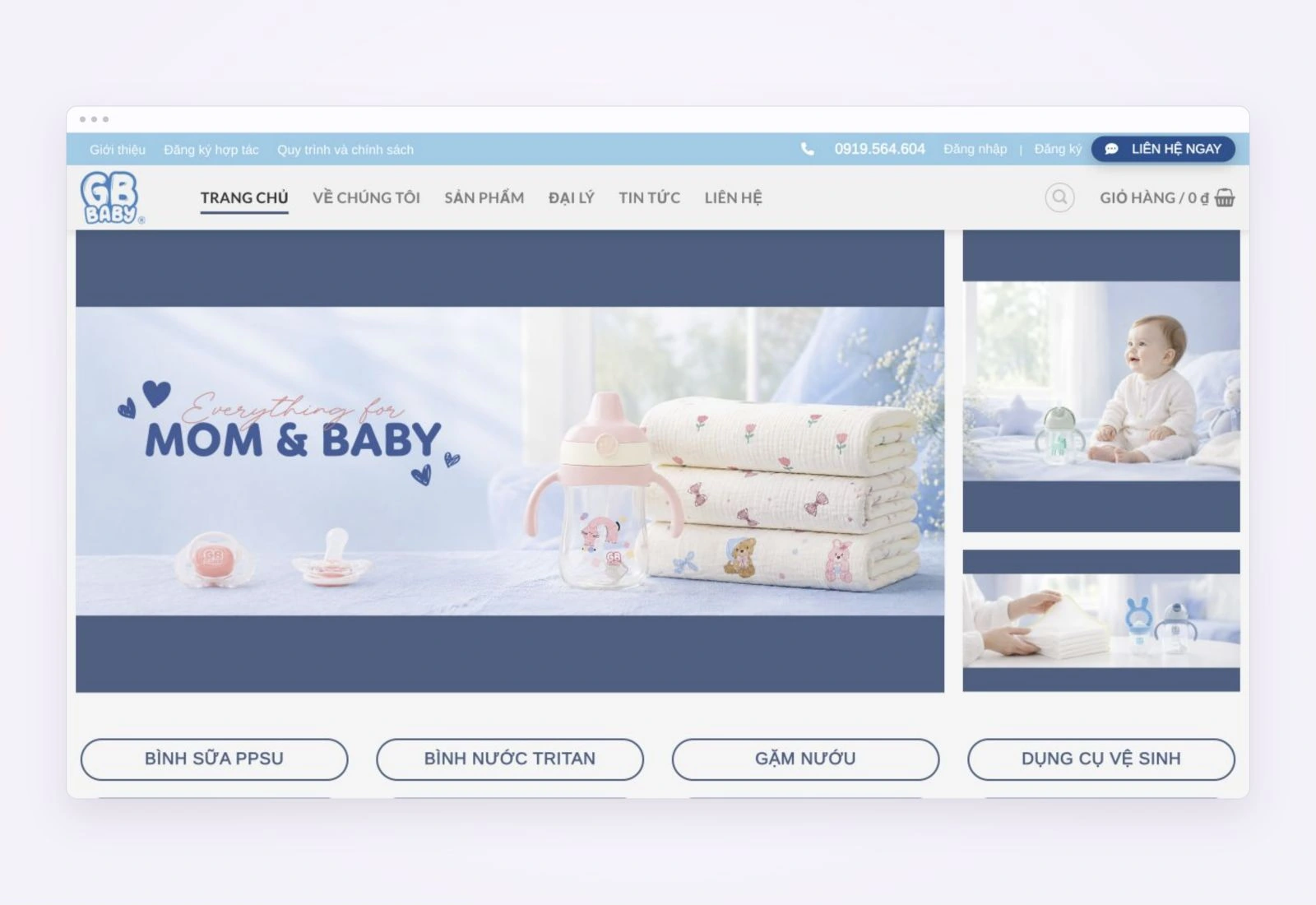 Website design for GB Baby