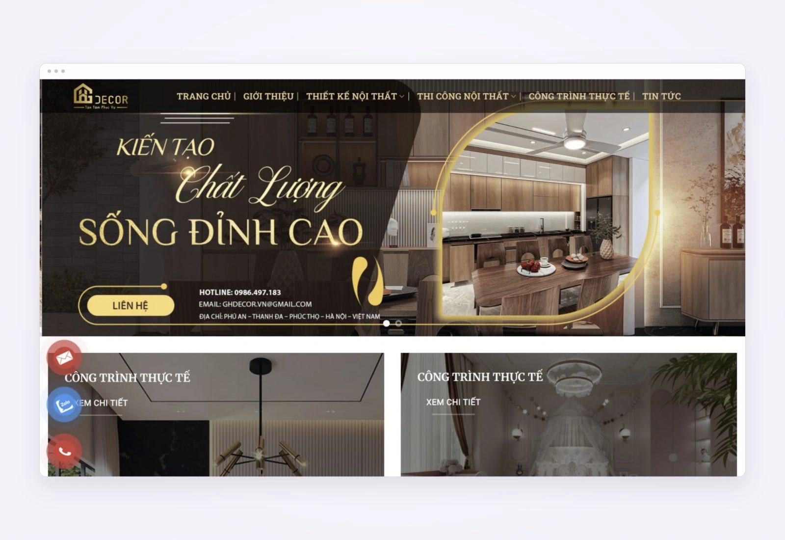 Giao diện website GH Decor