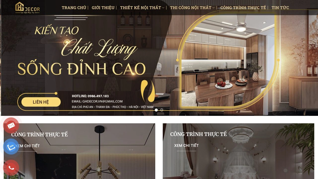 Giao diện website GH Decor