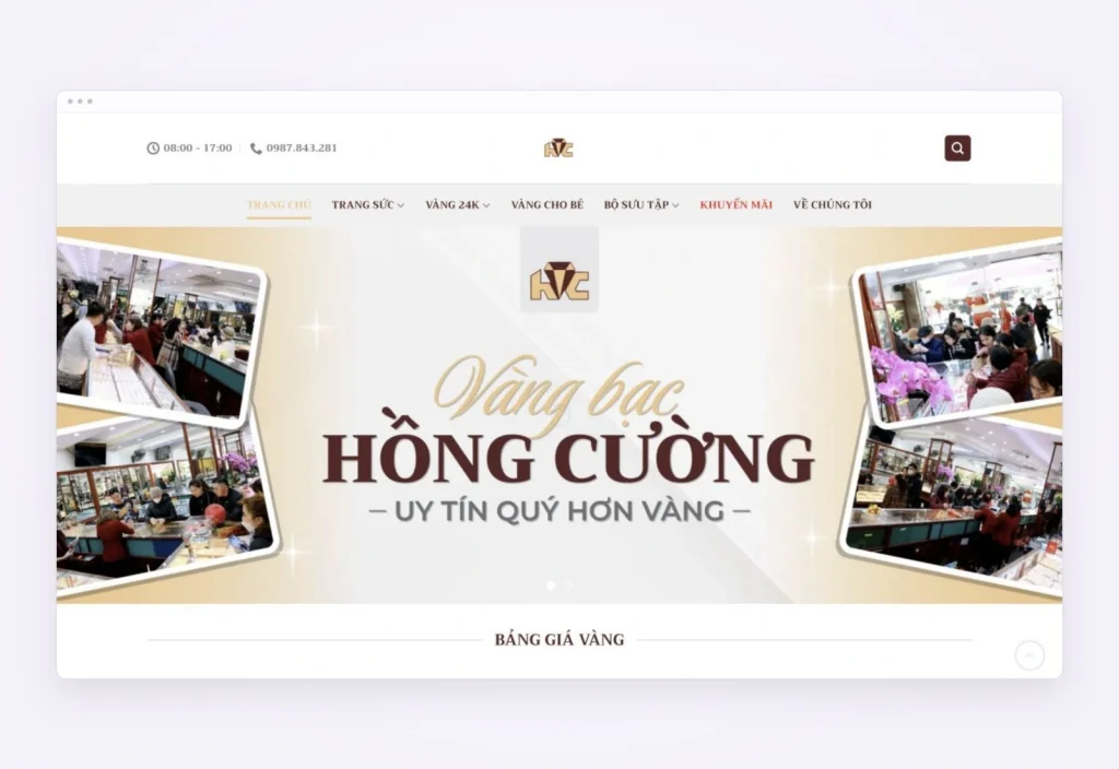 Website design for Hồng Cường Jewelry