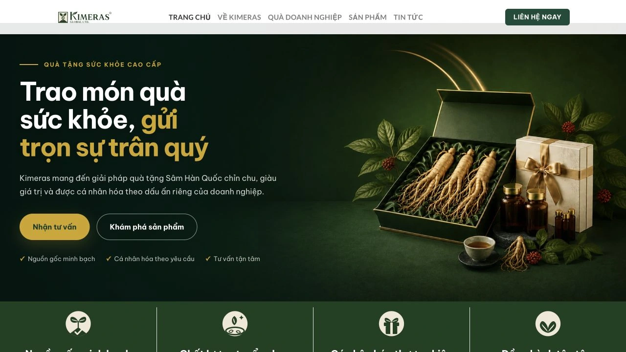 Giao diện website Kimeras