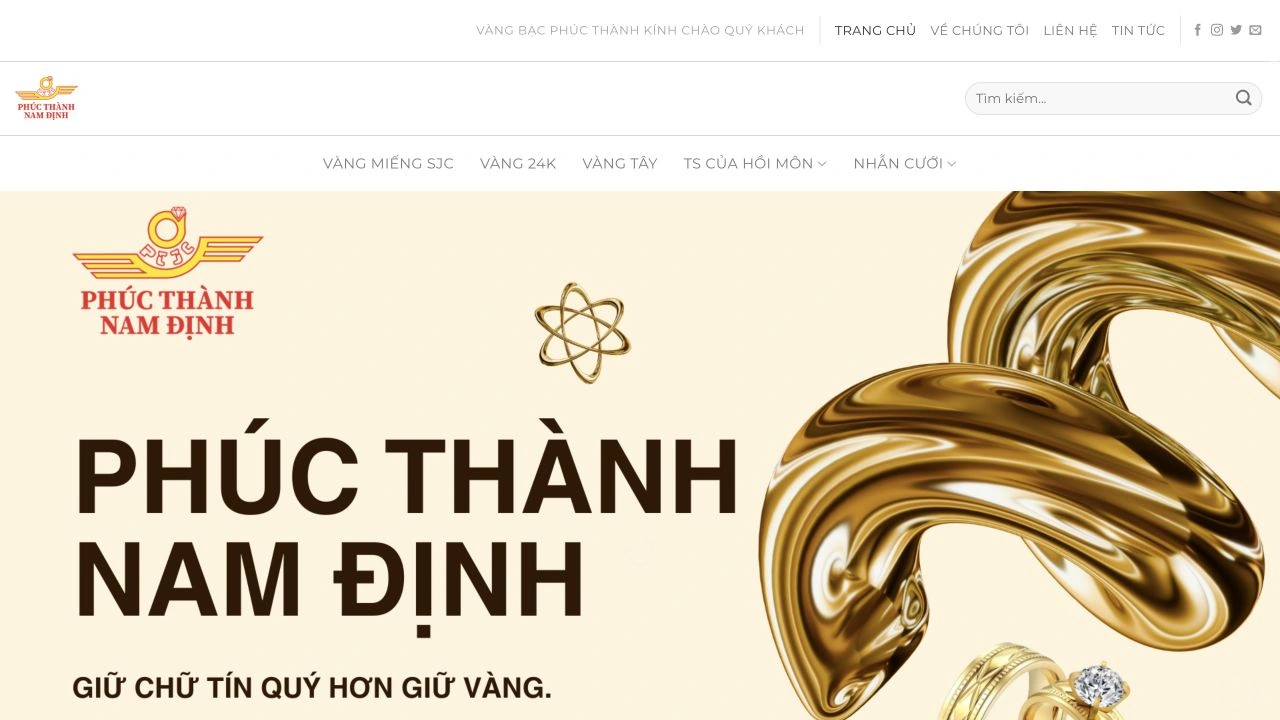 Giao diện website Phúc Thành Nam Định