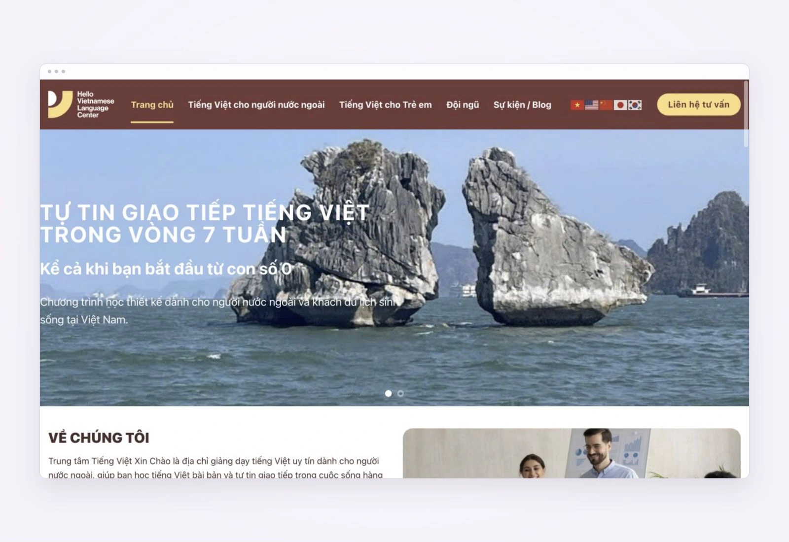 Giao diện website Tiếng Việt Xin Chào