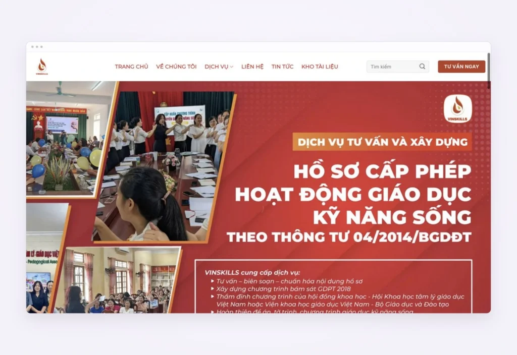 Website design for VinSkills